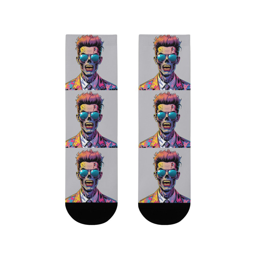 Colorful Retro Pop Art Portrait Crew Socks — Vibrant Sublimation Designer Socks