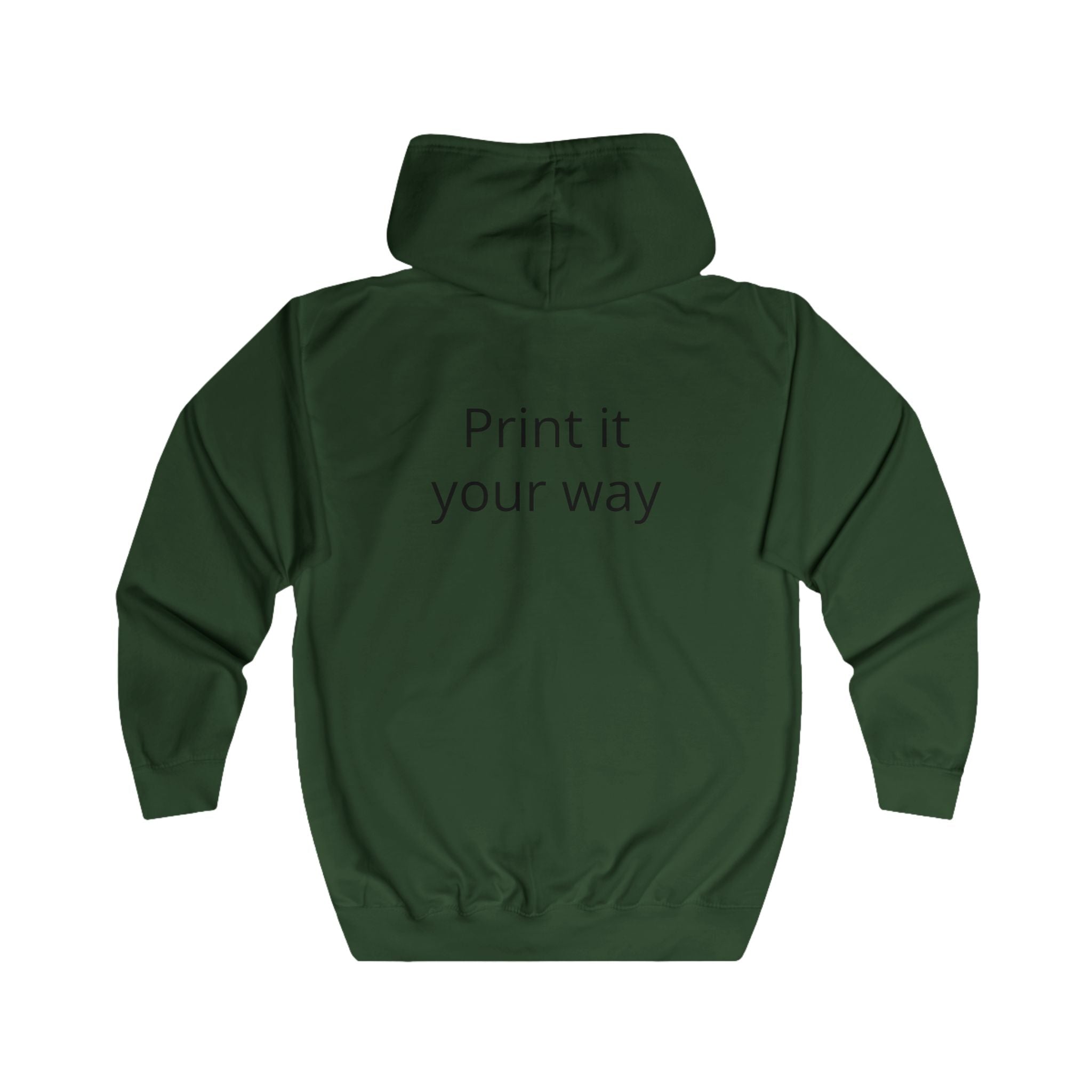 Full Zip Hoodie - Custom "Print it your way" Back Design, Personalized Casual Zip-Up