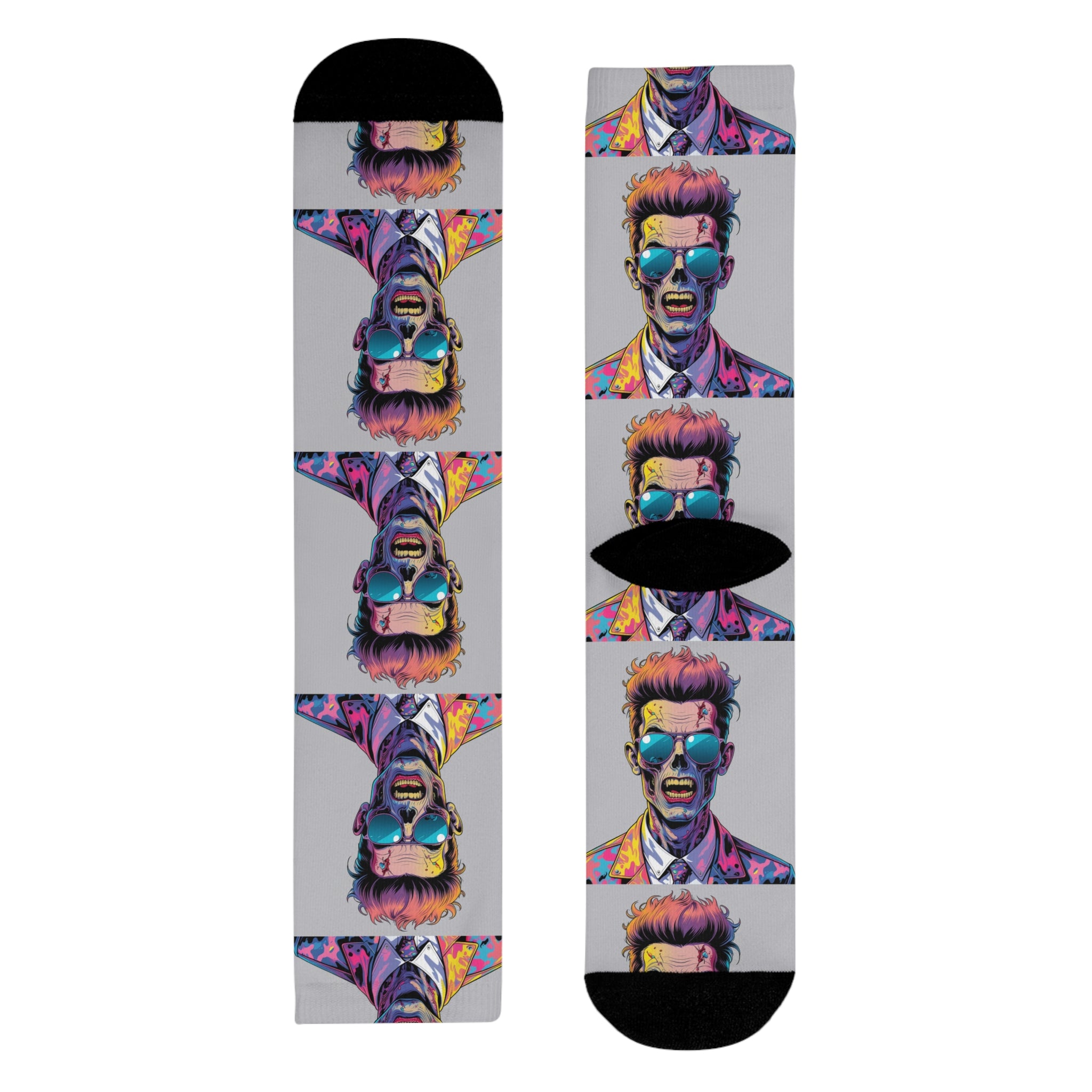 Colorful Retro Pop Art Portrait Crew Socks — Vibrant Sublimation Designer Socks