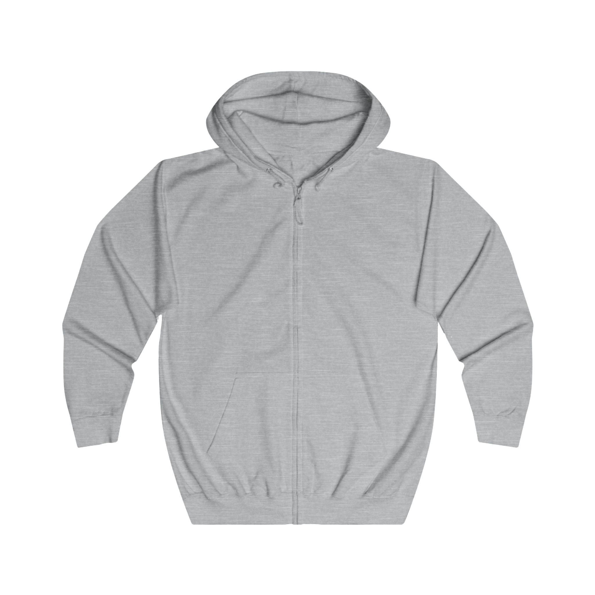 Full Zip Hoodie - Custom "Print it your way" Back Design, Personalized Casual Zip-Up