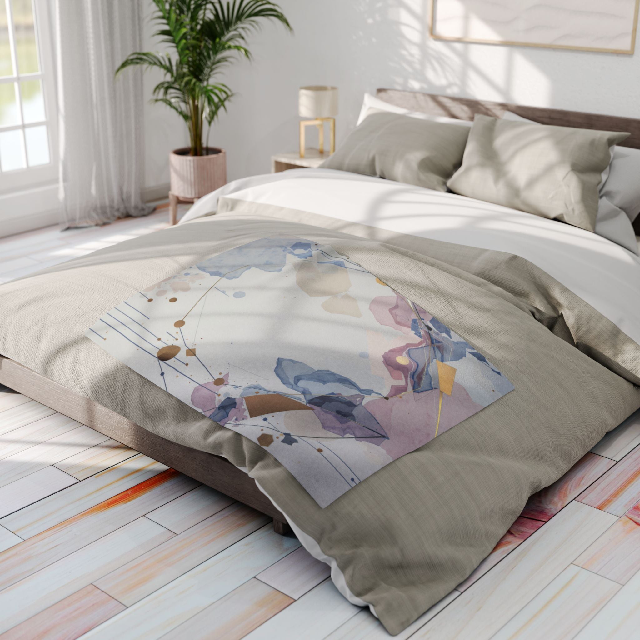 Arctic Watercolor Fleece Blanket — Soft Pastel Geode Throw