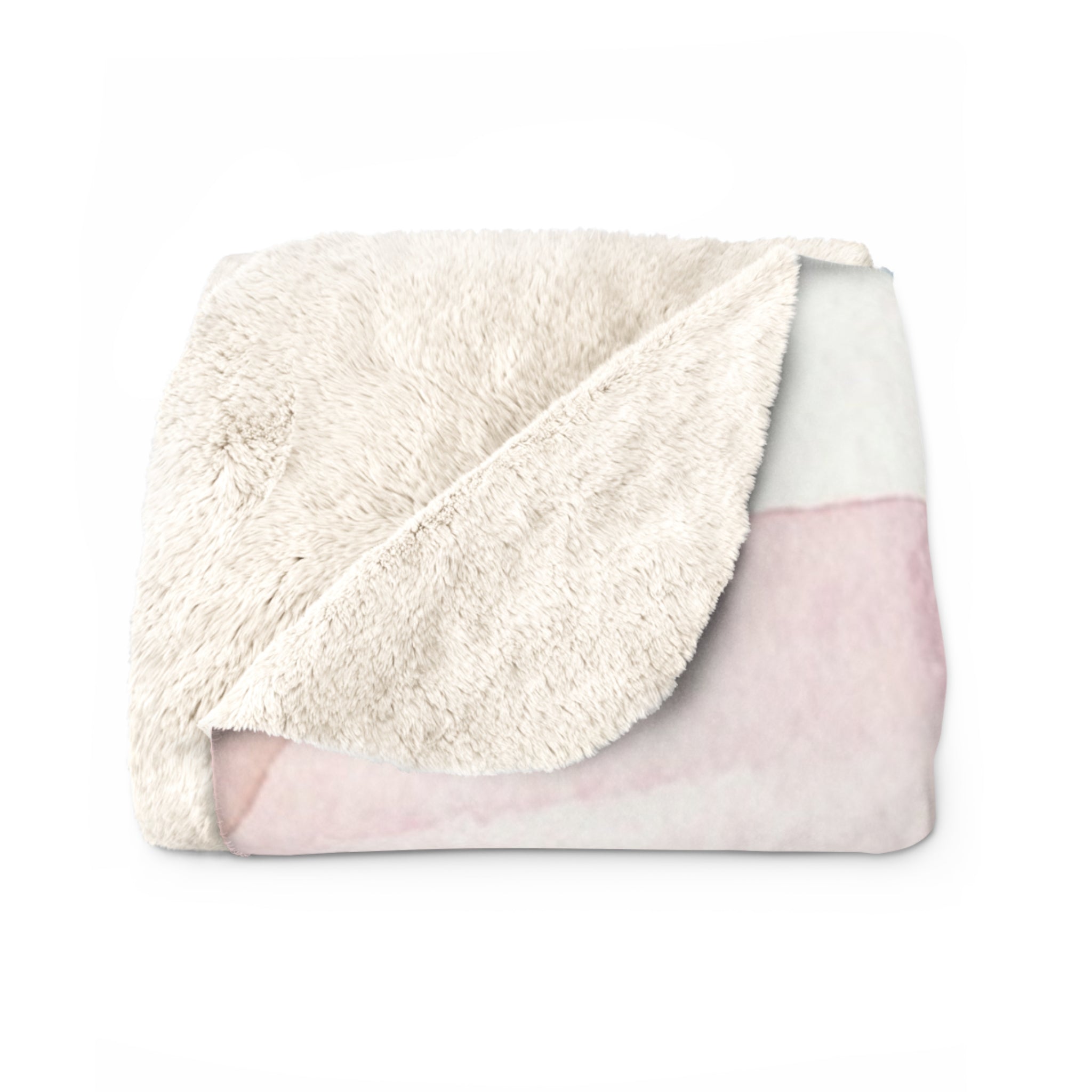 Pastel Geometric Sherpa Blanket — Soft Watercolor Circles & Squares Cozy Throw