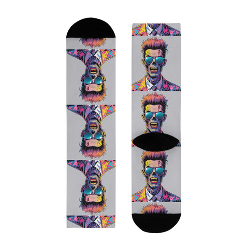 Colorful Retro Pop Art Portrait Crew Socks — Vibrant Sublimation Designer Socks