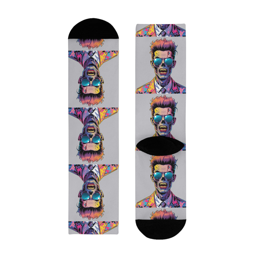 Colorful Retro Pop Art Portrait Crew Socks — Vibrant Sublimation Designer Socks
