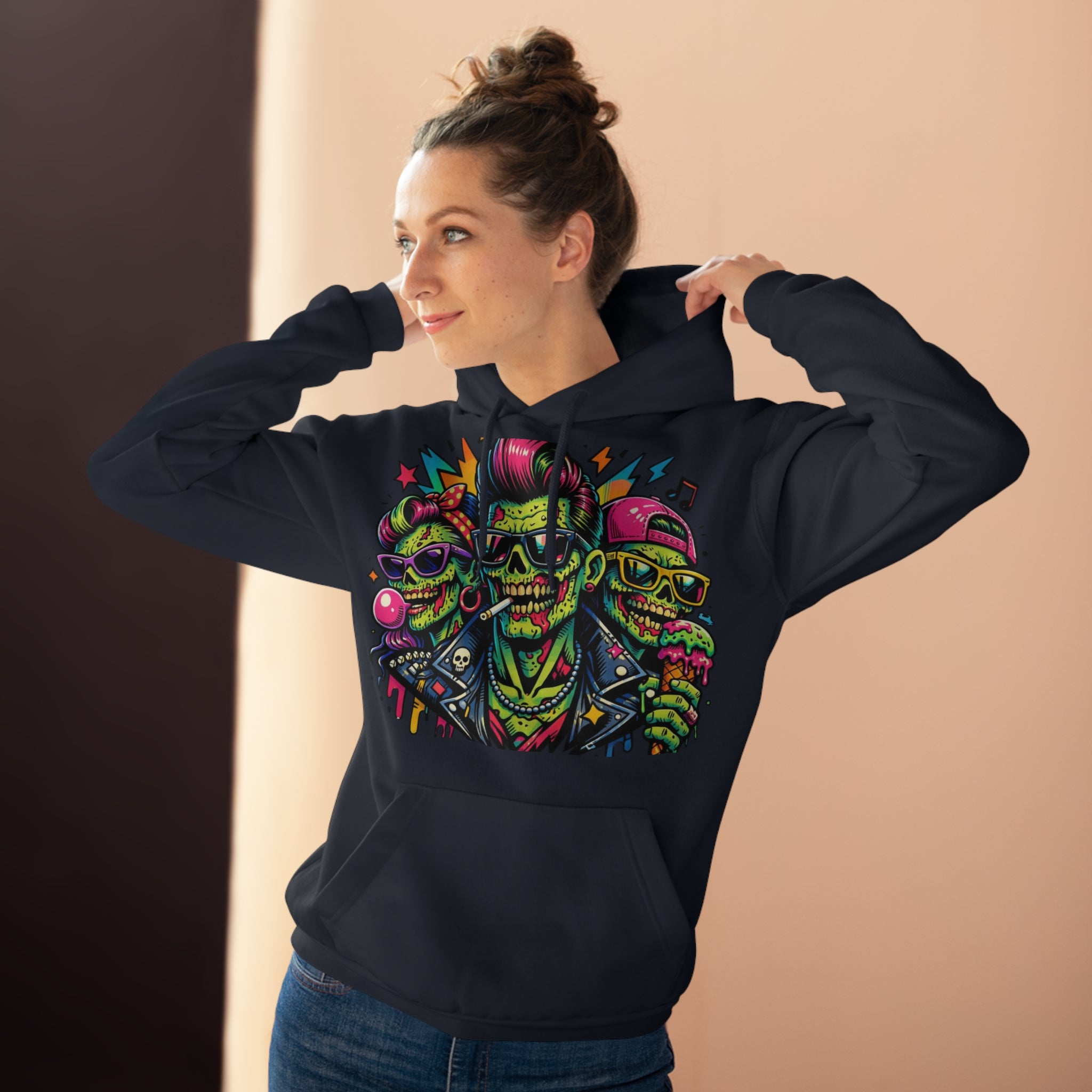 Zombie Crew Graphic Hoodie — “Even the zombies have a goal” Motivational Skull Pullover