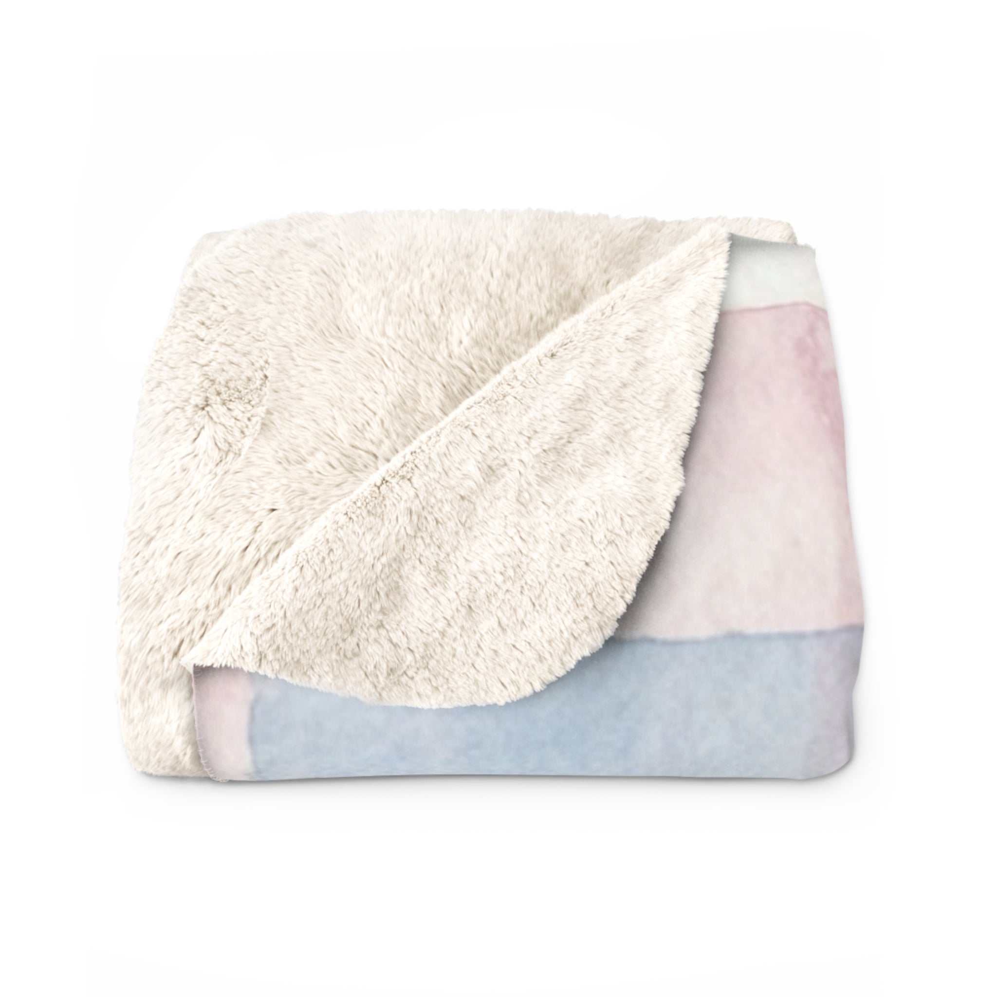 Pastel Geometric Sherpa Blanket — Soft Watercolor Circles & Squares Cozy Throw