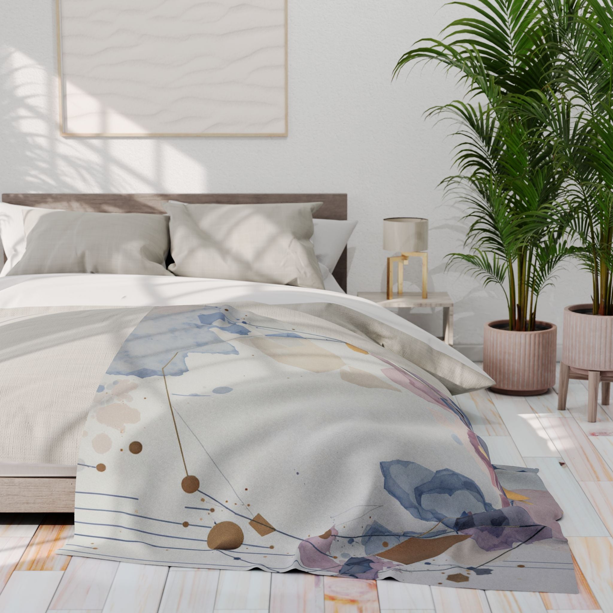 Arctic Watercolor Fleece Blanket — Soft Pastel Geode Throw