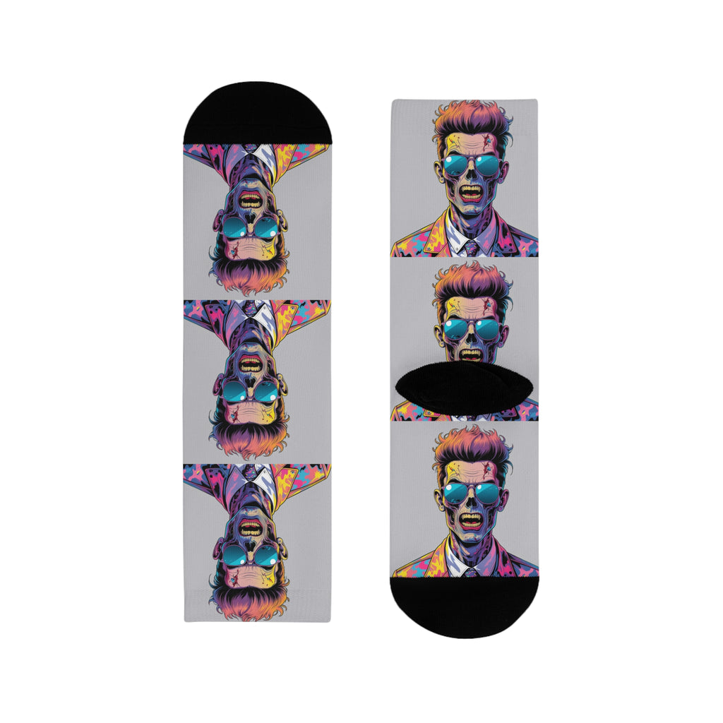 Colorful Retro Pop Art Portrait Crew Socks — Vibrant Sublimation Designer Socks