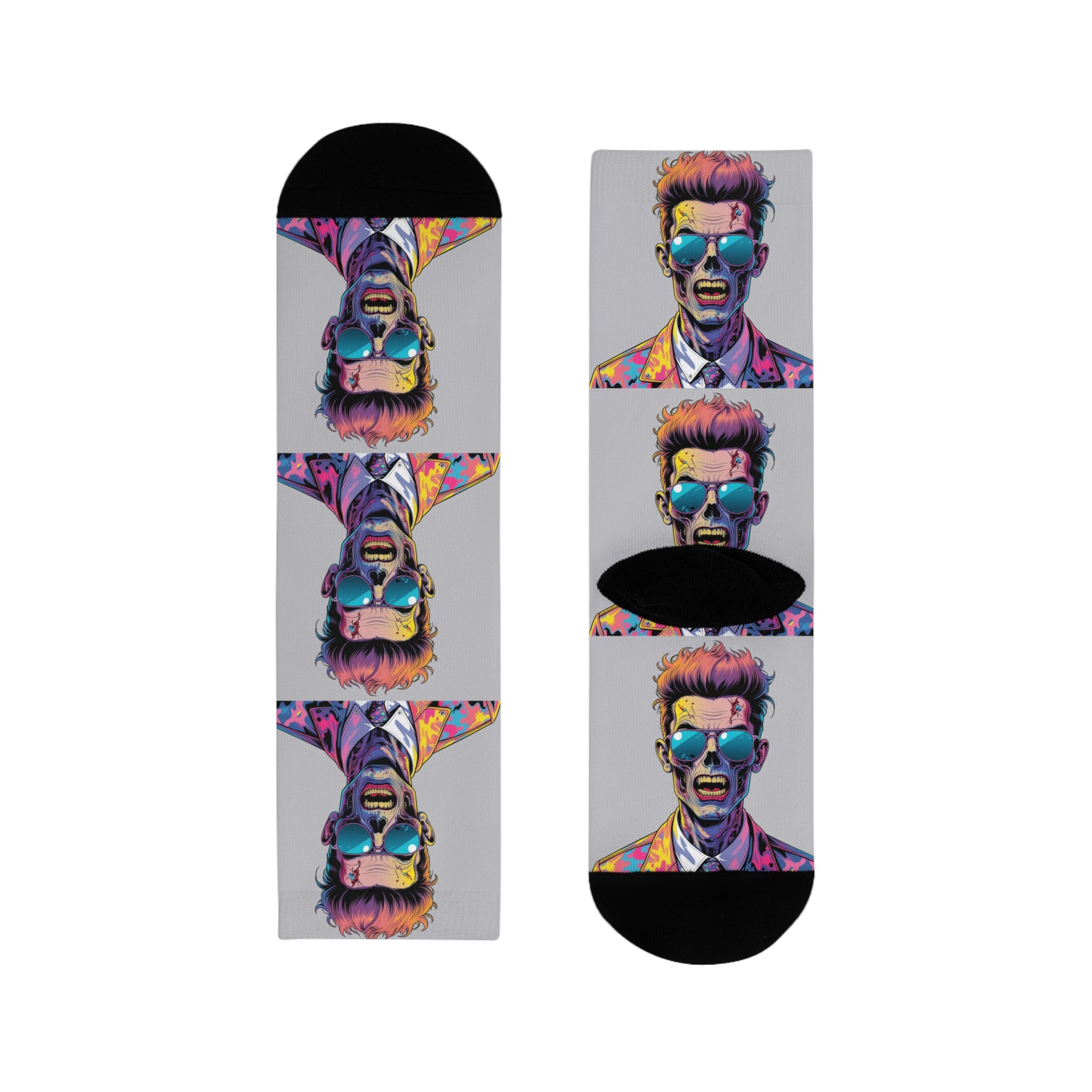 Colorful Retro Pop Art Portrait Crew Socks — Vibrant Sublimation Designer Socks