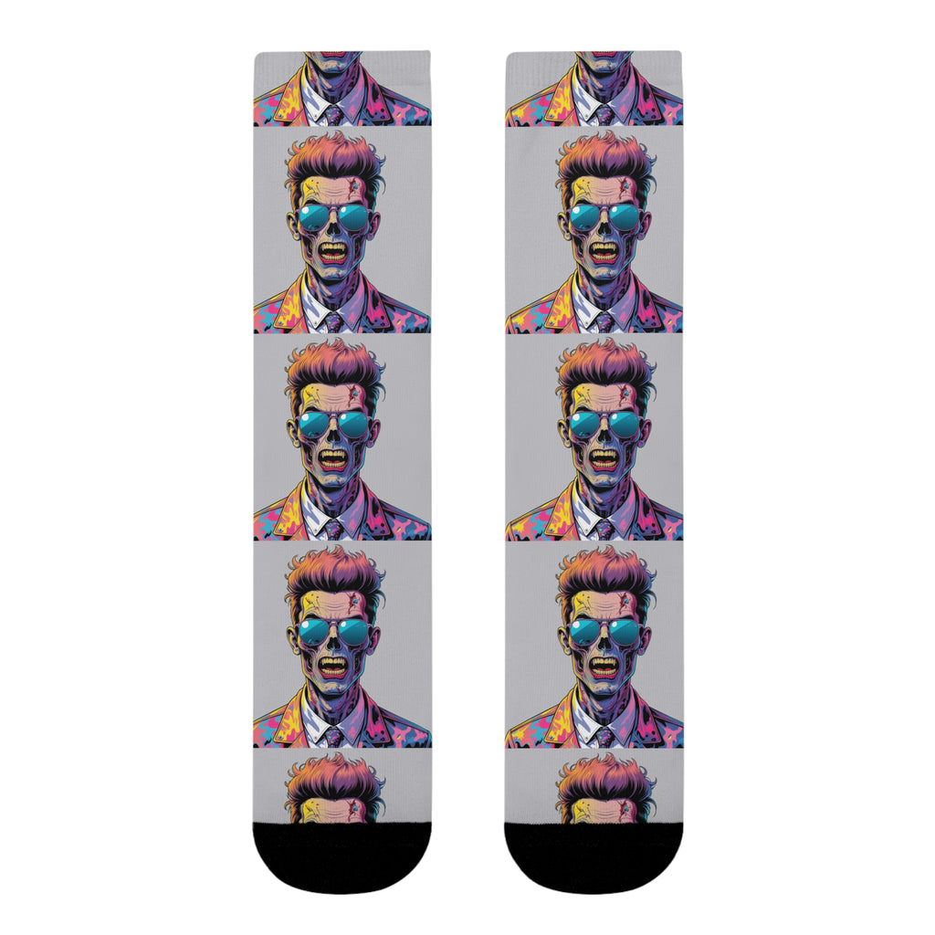 Colorful Retro Pop Art Portrait Crew Socks — Vibrant Sublimation Designer Socks