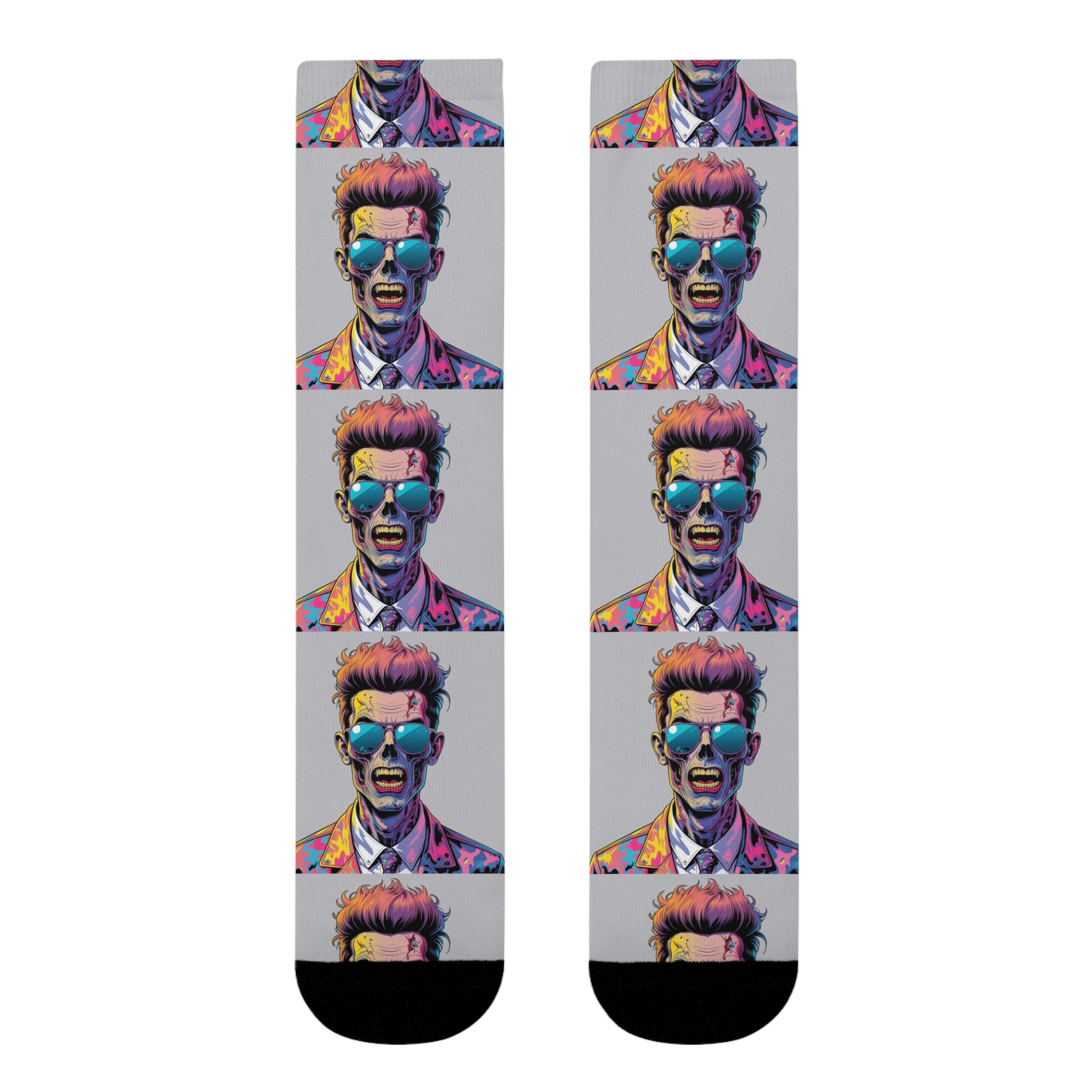 Colorful Retro Pop Art Portrait Crew Socks — Vibrant Sublimation Designer Socks