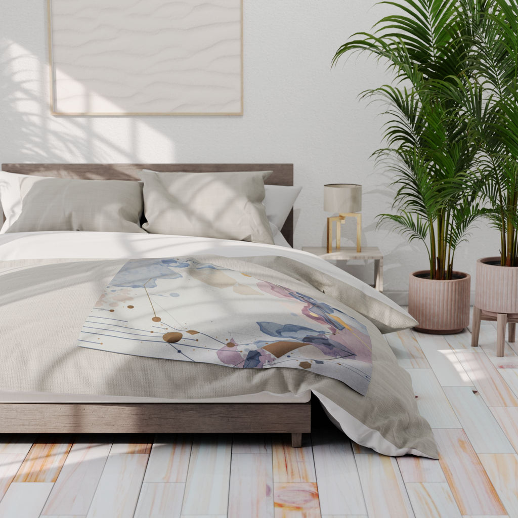 Arctic Watercolor Fleece Blanket — Soft Pastel Geode Throw