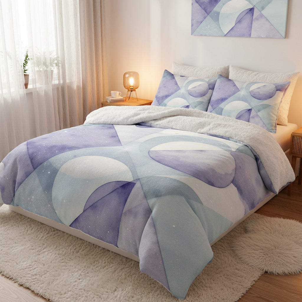 Velveteen Plush Blanket — Abstract Pastel Galaxy Circles Cozy Throw