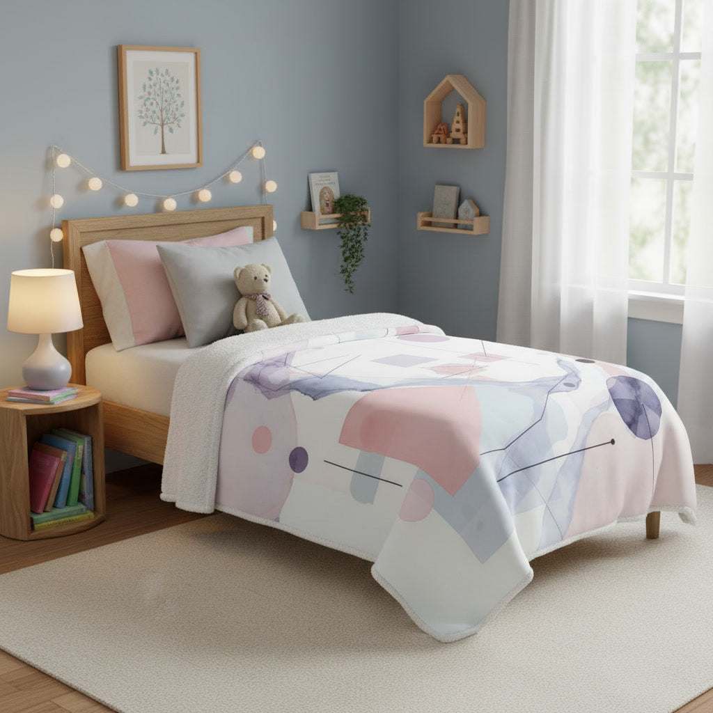 Abstract Watercolor Geometric Velveteen Plush Blanket Cozy and warm stylish blanket lining room bedroom blanket designed minimalistic blanket