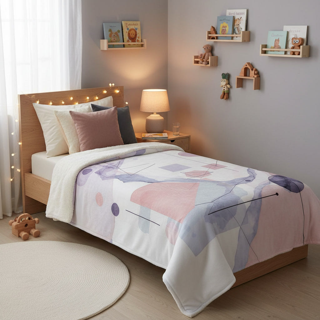 Abstract Watercolor Geometric Velveteen Plush Blanket Cozy and warm stylish blanket lining room bedroom blanket designed minimalistic blanket