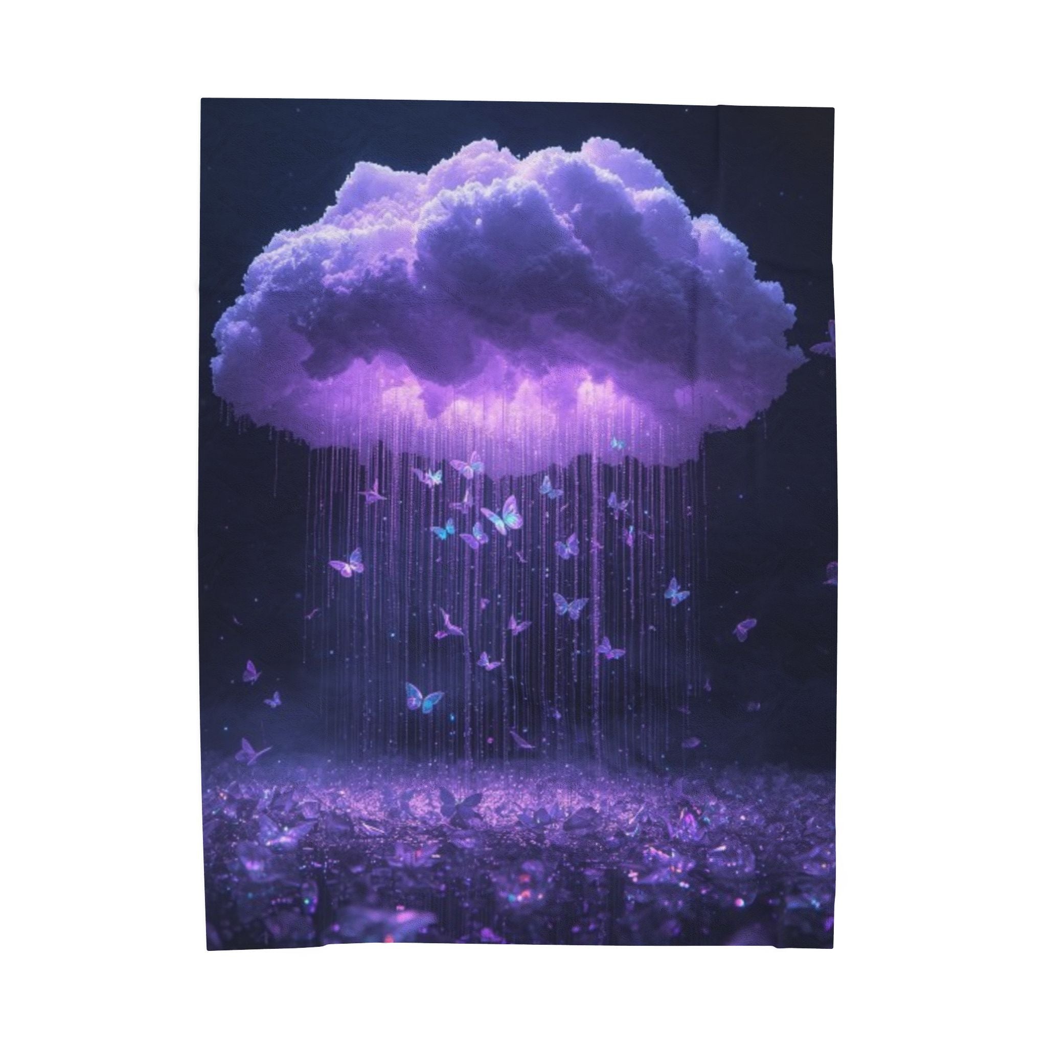 Velveteen Plush Blanket — Dreamy Purple Cloud & Butterflies Throw