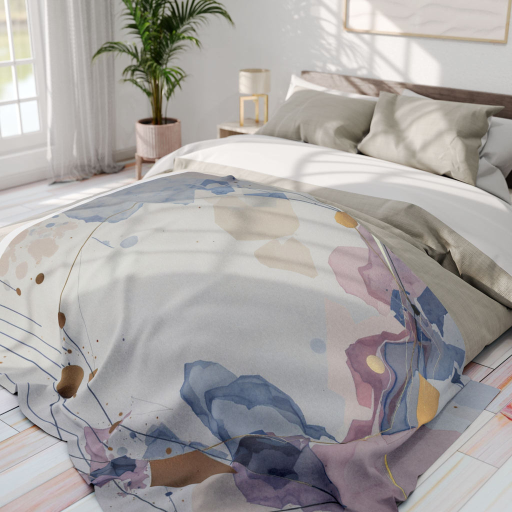 Arctic Watercolor Fleece Blanket — Soft Pastel Geode Throw