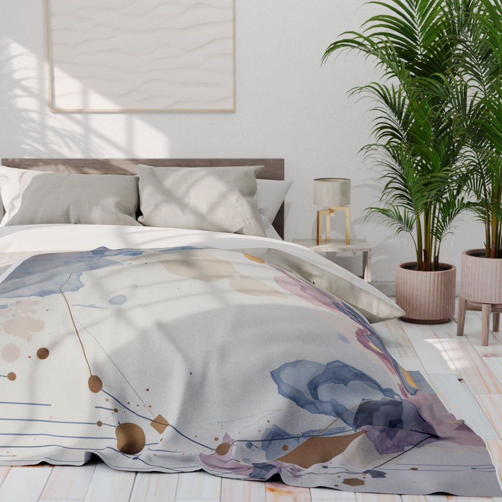 Arctic Watercolor Fleece Blanket — Soft Pastel Geode Throw