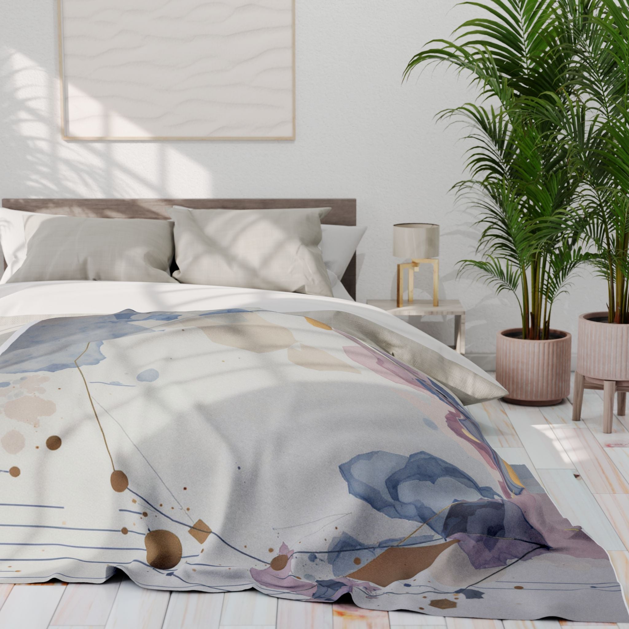 Arctic Watercolor Fleece Blanket — Soft Pastel Geode Throw