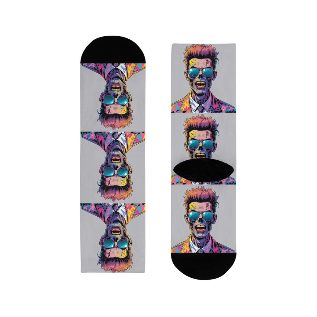 Colorful Retro Pop Art Portrait Crew Socks — Vibrant Sublimation Designer Socks