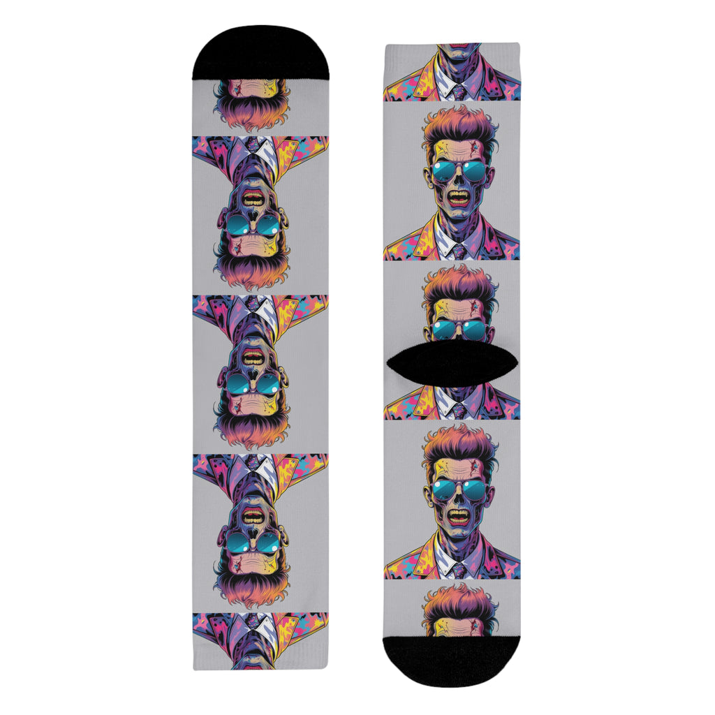 Colorful Retro Pop Art Portrait Crew Socks — Vibrant Sublimation Designer Socks