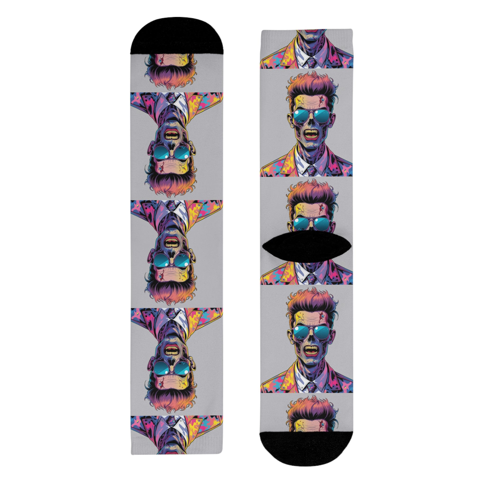 Colorful Retro Pop Art Portrait Crew Socks — Vibrant Sublimation Designer Socks