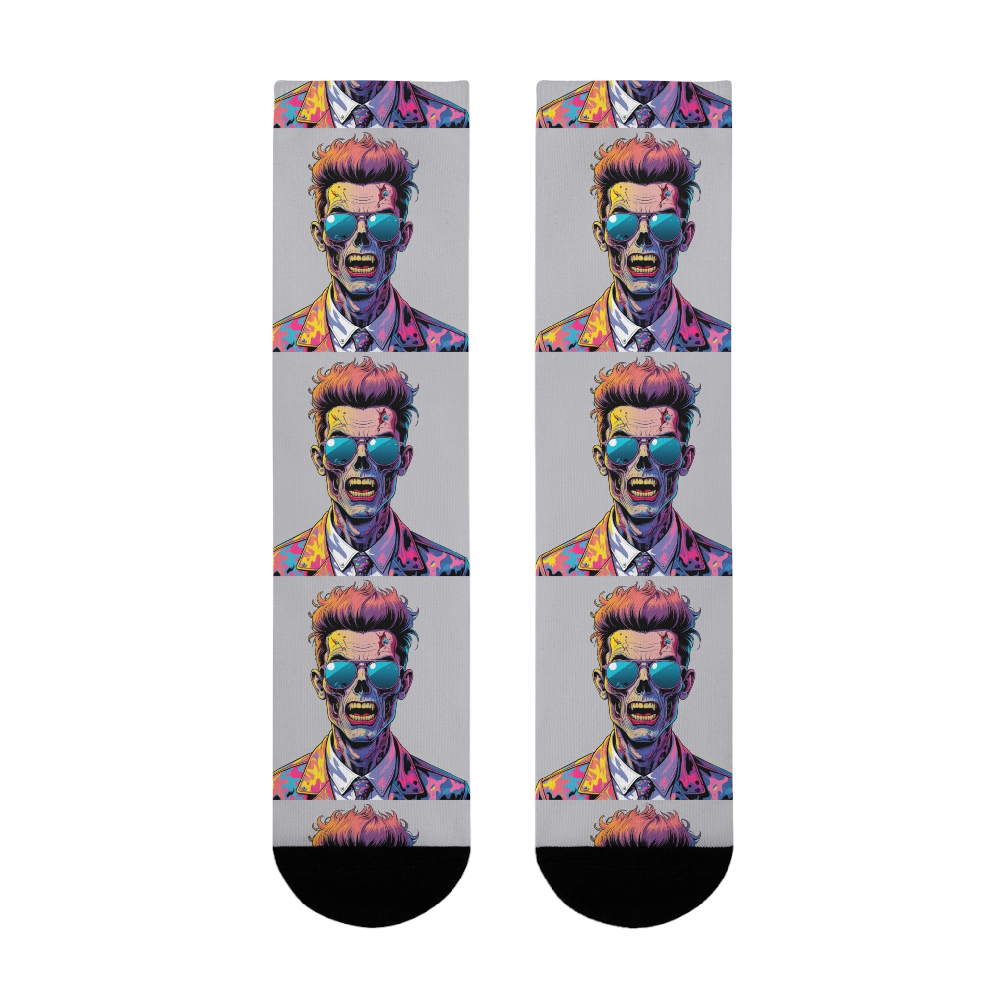 Colorful Retro Pop Art Portrait Crew Socks — Vibrant Sublimation Designer Socks
